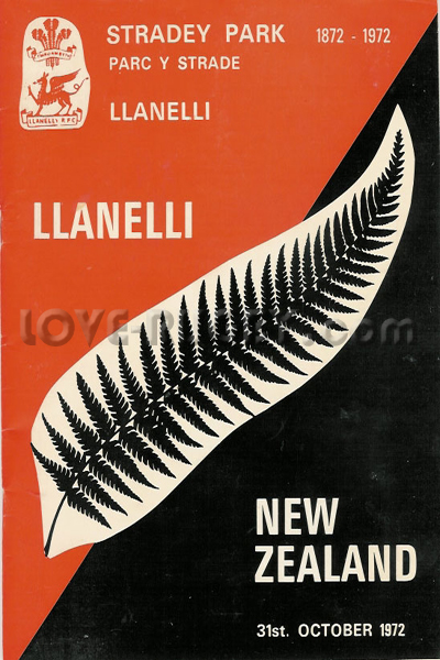 1972 Llanelli v New Zealand  Rugby Programme